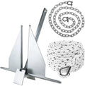 Galvanized Danforth Fluke Anchor Kit — 13 lb with Chain and 100ft Line